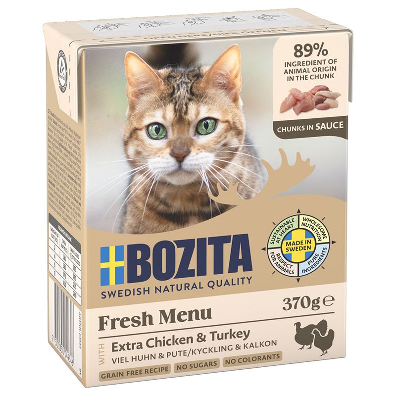 100906_pla_bozita_chicken___turkey_sauce_370g_4 Bozita (Бозіта) Cat шматочки в соусі 6х370г – вологий корм для котів 100906 pla bozita chicken turkey sauce 370g 4