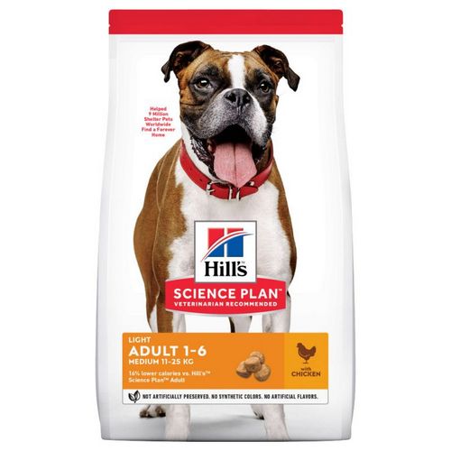 Hill’s Science Plan 14 кг - полегшений корм для собак середніх порід 105734 pla hill s scienceplan adult medium light chicken 14kg hs 01 0