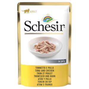 SCHESIR паучі 24×85г - вологий корм для дорослих котів 167498 pla schesir katze jelly pouch cat thunfischhuhn 6x85g hs 01 9