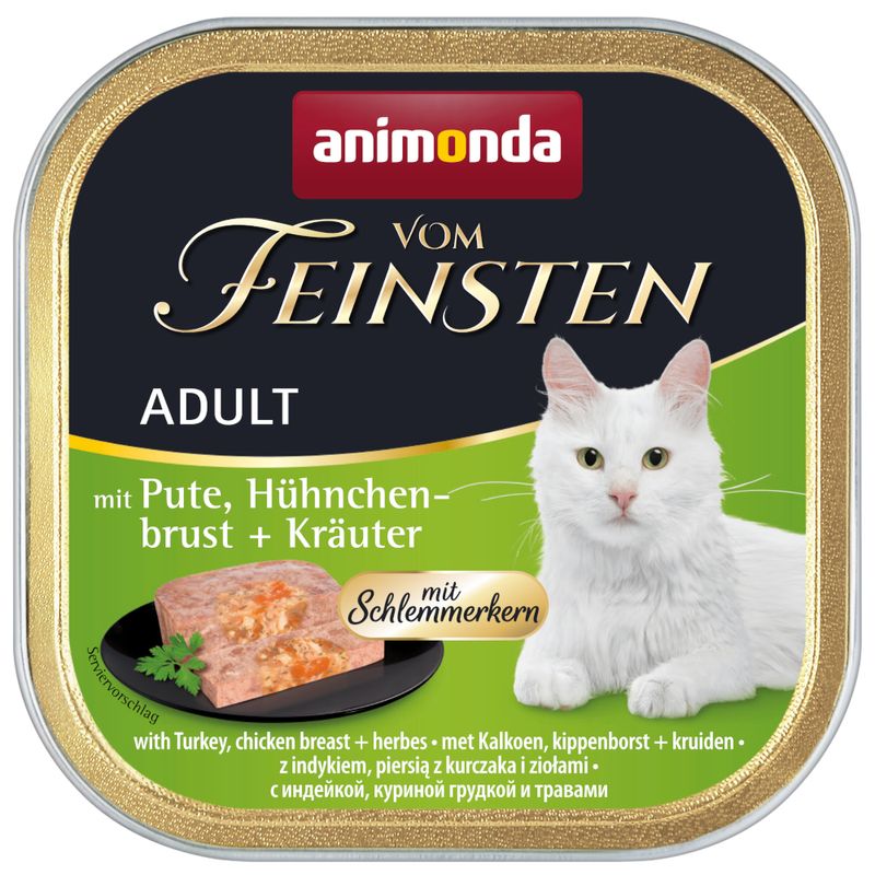 80752_pla_animonda_vom_feinsten_schlemmerkern_putehuhnkraeuter_4 Animonda (Анімонда) Vom Feinsten Adult 30х100 г (асорті смаків) – вологий преміум корм для дорослих котів 80752 pla animonda vom feinsten schlemmerkern putehuhnkraeuter 4