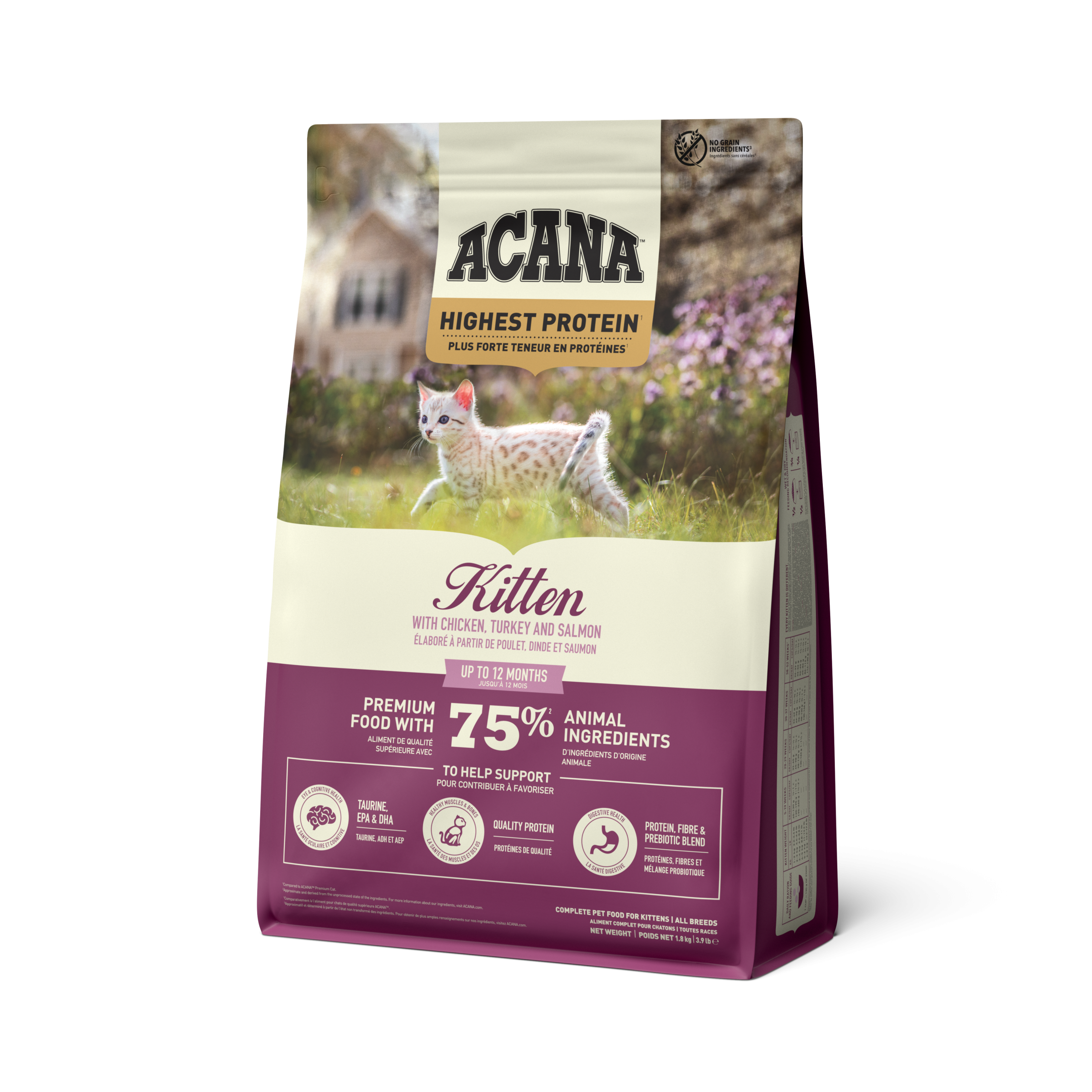 ACANA-Kitten-Highest-Protein-1.8kg-Front-Left-EMEA-APAC-1-scaled ACANA (Акана) 1,8 кг - курча та риба беззерновий корм для кошенят ACANA Kitten Highest Protein 1.8kg Front Left EMEA APAC 1 scaled 1