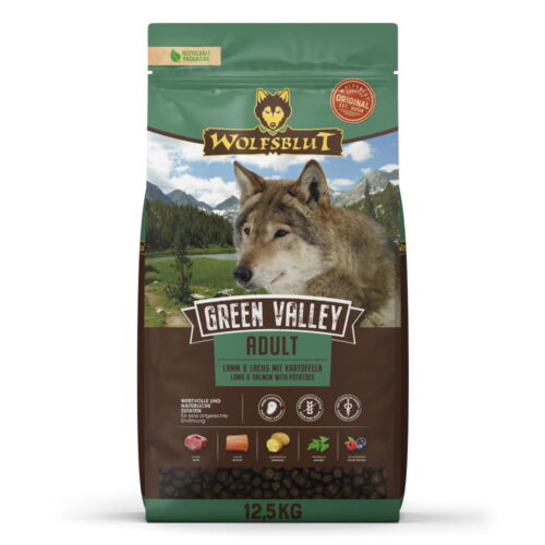 Sucha-karma-dla-psa-Wolfsblut-Dog-Green-Valley---jagnie,-losos-i-ziemniaki-12,5-kg Wolfsblut (Вольфсблут) Green Valley Adult 12,5 кг – сухий корм з ягням і рибою для дорослих собак всіх порід Sucha karma dla psa Wolfsblut Dog Green Valley jagnie losos i ziemniaki 125 kg e1777483921486