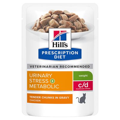 hills_pd_feline_cd_stress_metabolic_chicken_85g Hill's Prescription Diet Feline c/d Multicare Stress + Metabolic, кусочки в соусі з куркою в паучах 85г hills pd feline cd stress metabolic chicken 85g