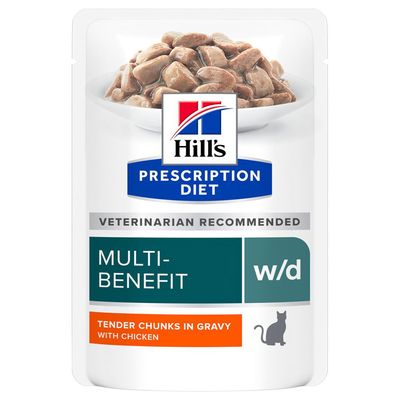 hills_pd_feline_wd_chicken_85g Hill's Prescription Diet Feline w/d Multi-Benefit, кусочки в соусі з куркою в паучах 85г hills pd feline wd chicken 85g